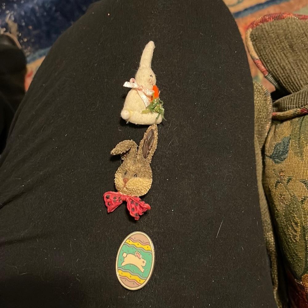 COPY - 🌼EASTER PIN- PRECIOUS BUNNY RABBIT With Floppy Ear, white profile with C…